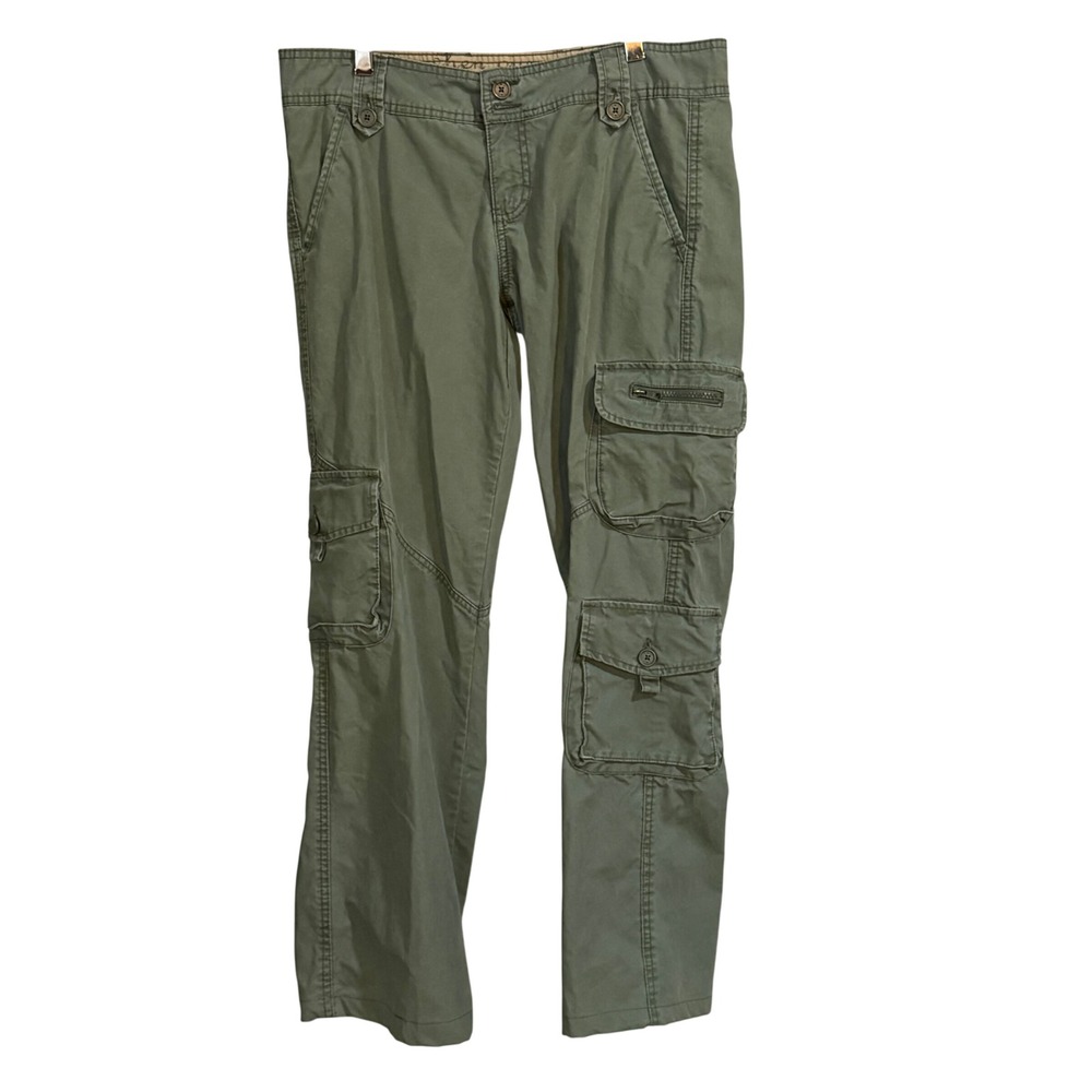 Lei Women's Olive Green Cotton Low Rise Cargo Pants Size 11 JR‎ Grunge  Y2K